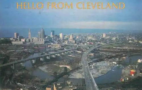 Postcard USA Ohio > Cleveland aerial view 1987