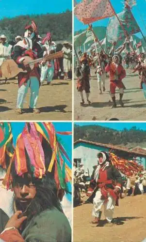 Postcard Mexico Carnival scene Chamula Chis scenes 1980