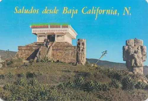 Postcard Mexico Baja California traditions maya ritual monument Plaza Santa Maria
