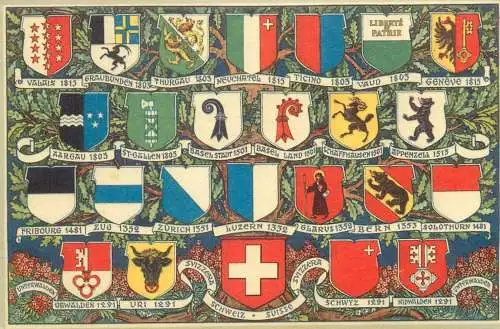 Postcard Switzerland coat of arms county