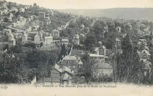 Postcard France Roeun vue generale prise de la Route de Neufchatel
