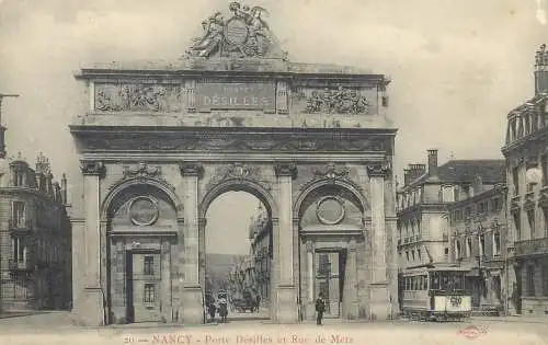 Postcard France Nancy porte Desilles et Rue de Metz