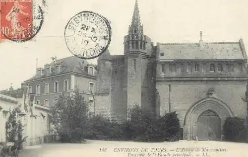 Postcard France environs de Tours l'abbaye de Marmoutiers