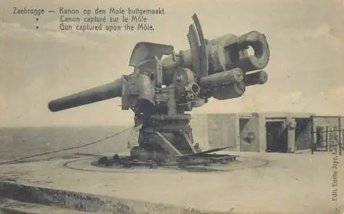 Postcard Zeebrugge Bruges, Belgium captured cannon