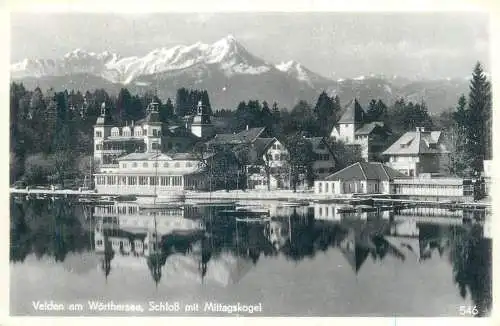 Postcard Austria velden am Worthersee schloss mit Mittagskogel