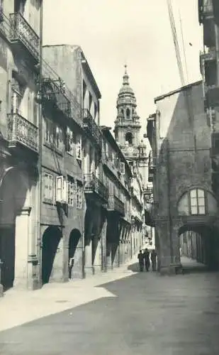 Postcard Spain Santiago de Compostela Villar street