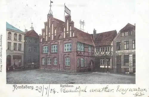 Postcard Germany Rendsburg rathaus