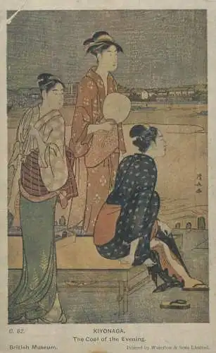 Postcard Japan Kiyonaga the cool of the evening British museum