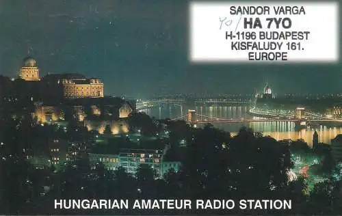 Radio amateur QSL card hungarian amateur Sandor Varga HA7YO