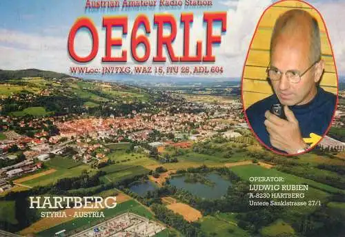 Radio amateur QSL card Hartberg Styria Austria OE6RLF