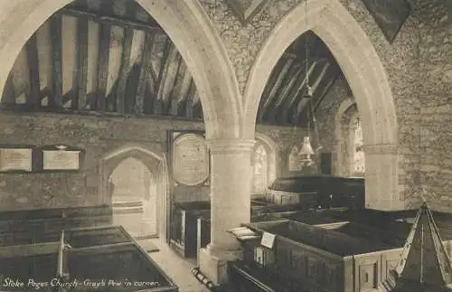 England Stoke Poges Church Gray's Pew in corner