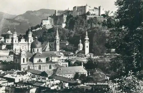 Austria Salzburg Altstadt cityscape with the citadel