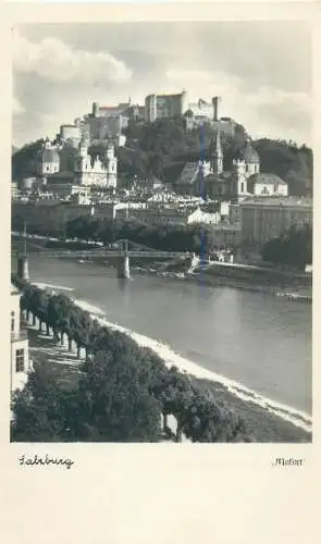 Austria Salzburg bridge river scenery citadel view