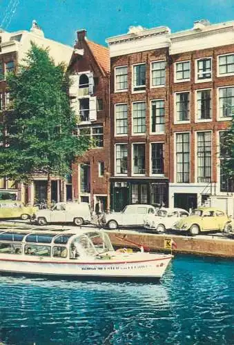 Netherlands Amsterdam Anne Frank House boat canal view
