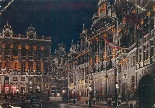 Belgium Brussels Market Place partial view nocturnal aspect