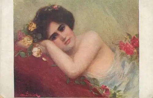 Fine art vintage postcard J. Zenisek V rozkvetu En pleine fleur