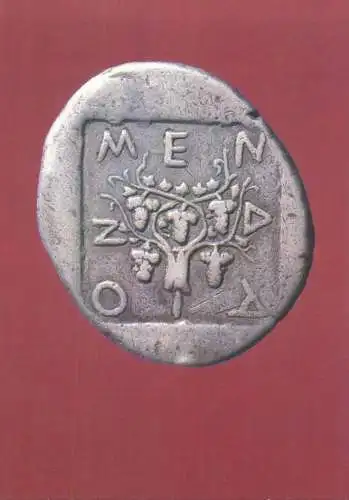 Postcard coins Germany Tetradrachmon Prageort mende Weinstock mit trauben und reben