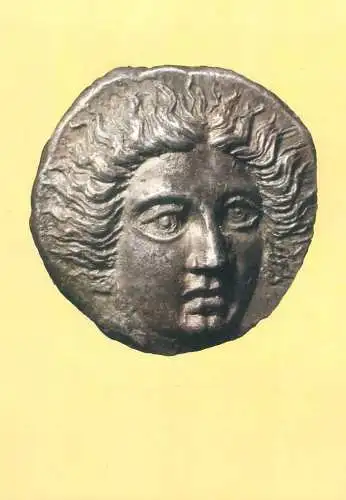 Postcard coins Germany Tetrachmon Rhodos Antlitz des Helios