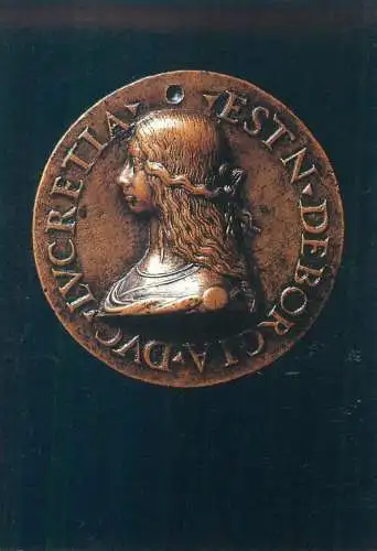 Postcard coins Germany bronzemedaille buste Lucrezia Borgias