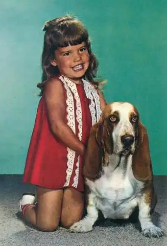 Postcard girl and dog friendship Holland
