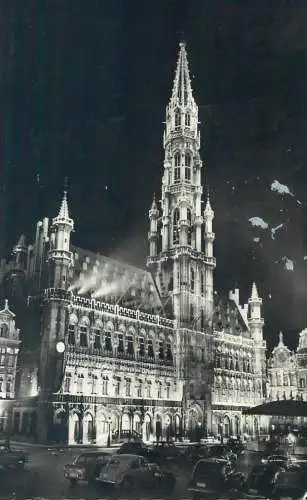 Belgium Brussels Town Hall nocturnal aspect