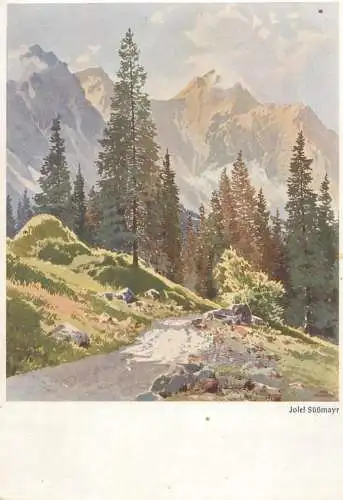 Postcard Germany Jolef Submayr painting forest landscape