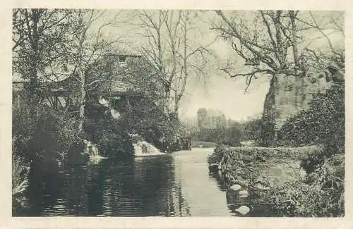 Postcard Europe place to identify house creek waterfall
