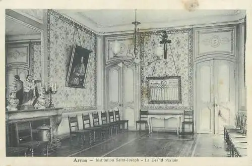 Postcard France Arras institution Saint Joseph le grand parloir