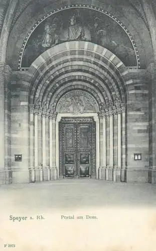 Postcard Germany Rhineland-Palatinate Speyer portal am dom