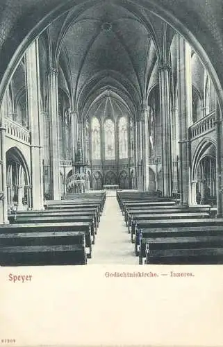 Postcard Germany Rhineland-Palatinate Speyer Gedachtniskirche inneres