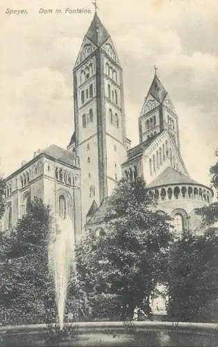 Postcard Germany Rhineland-Palatinate Speyer dom m. fontaine