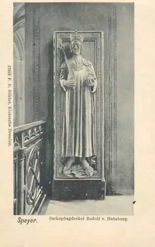 Postcard Germany Rhineland-Palatinate Speyer Sarkophagdeckel Rudolf v. Habsburg