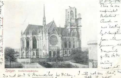 Postcard Germany Rhineland-Palatinate Speyer Gedachnisskirche