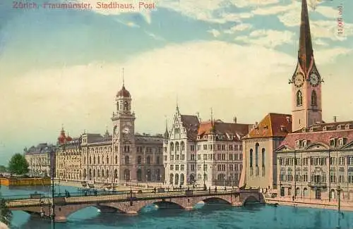 Postcard Switzerland > ZH Zurich stadhaus Post