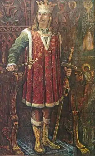 Romania Stefan cel Mare pictura in ulei de Costin Petrescu