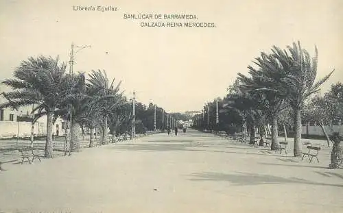 Postcard Spain Libreria Eguilaz Sanlucar de Barrameda Calzada Reina Mercedes