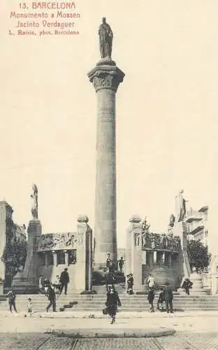 Postcard Spain > Cataluña > Barcelona monumento a Mossen Jacinto Verdaguer