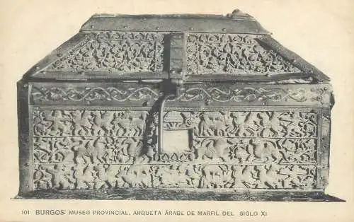 Postcard Spain Burgos museo provincial Arqueta arabe de Marfil del siglo Xi