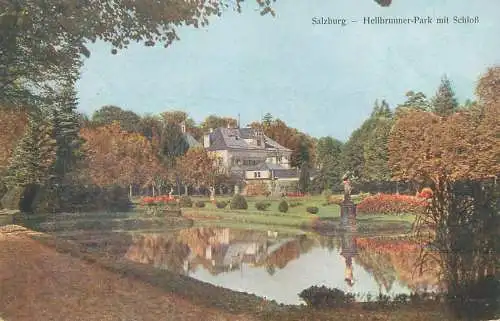 Postcard Austria Salzburg Hellbrunner Park mit Schloss