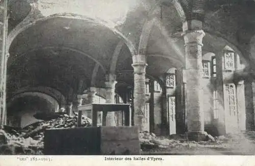 Postcard Belgium Ypres interieur des halles d'Ypres