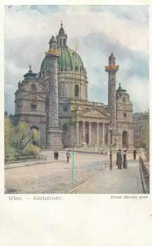 Postcard Austria Wien Karlskirche