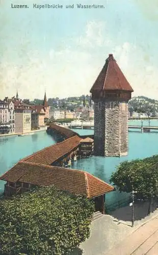 Postcard Switzerland Luzern Kapellbrucke und Wasserturm