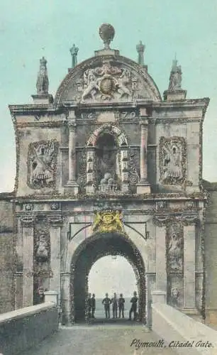 Plymouth citadel gate glitter novelty postcard