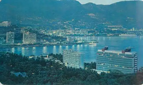 Twilight settles over the Bay of Acapulco Mexico