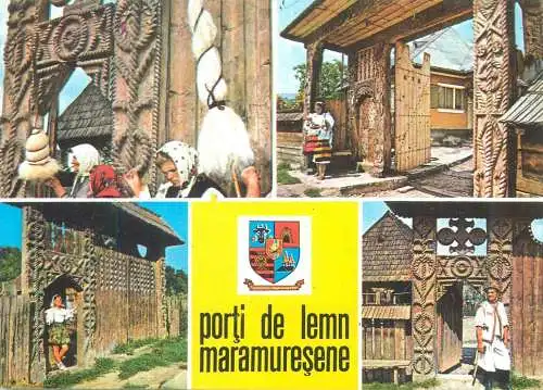 Romania jud. Maramures diverse aspecte folcor port traditional porti de lemn