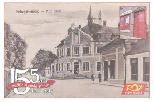 Romania Sebes Palatul Postelor 1920 Posta Romana carte postala aniversara 155 ani traditie si modernitate