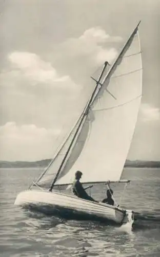 Postcard Hungary Udvozlet a Balatonrol 1961 sailboat