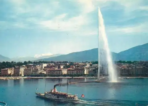 Switzerland Geneve Le Jet d'Eau et Mont Blanc