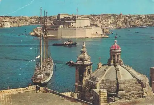 Malta Grand Harbour Church of Our Lady of Liese overlooking Fort St Angelo