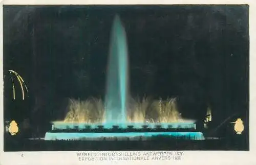 Belgium Anvers Exposition Internationale 1930 fountain nocturnal view